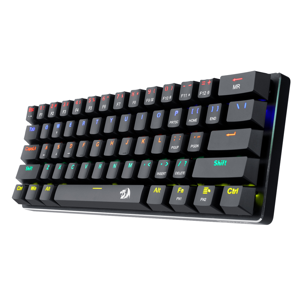 Redragon K613 Jax Mechanical Gaming Keyboard | 61 Keys · 60% Layout | Blue Switches | Rainbow LED · 18 Modes | Detachable USB-A to USB-C Cable | Anti-Ghosting · N-Key Rollover | Black
