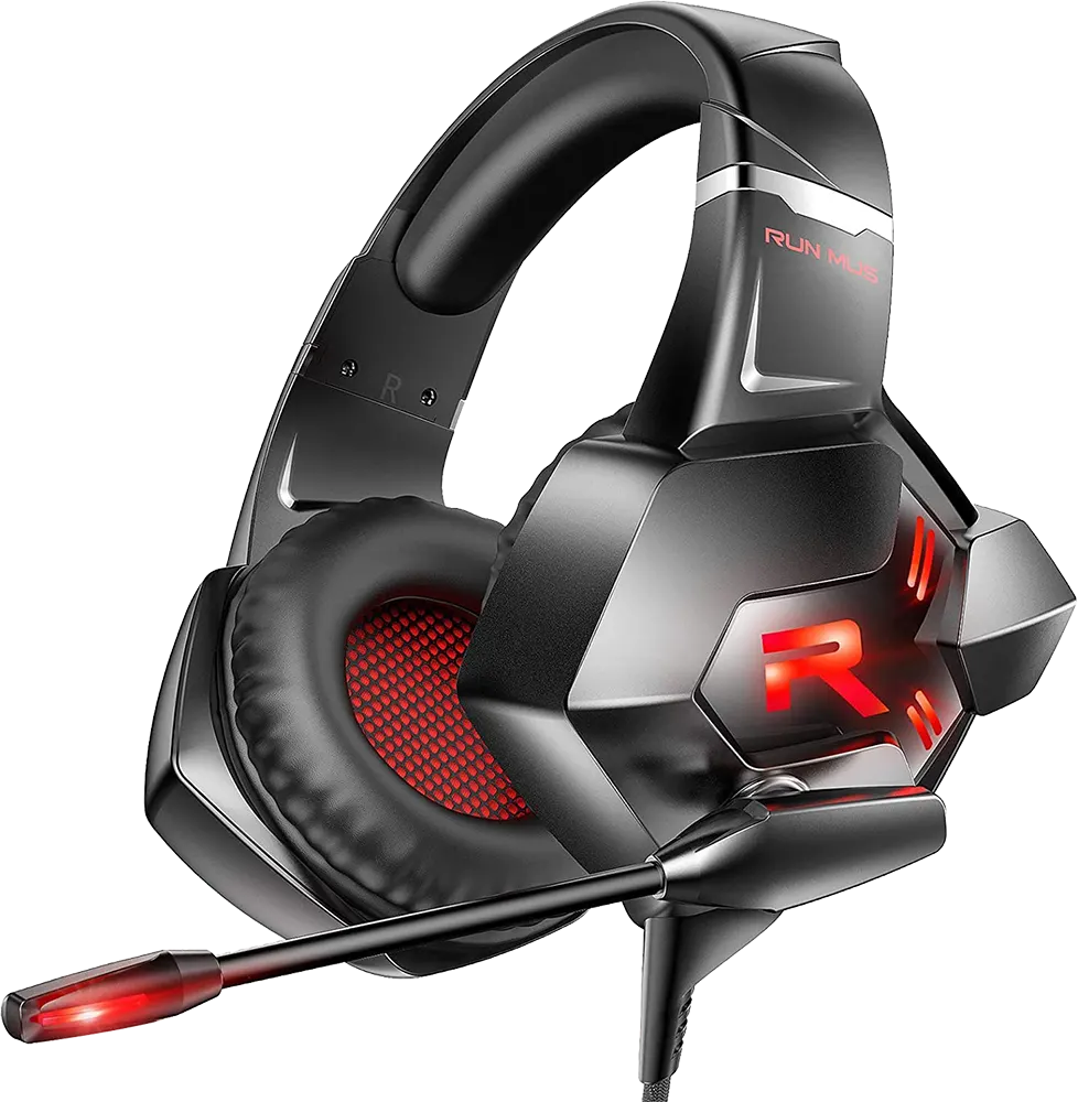 RUNMUS K11 Gaming Headset | 50mm Dual Neodymium Drivers | 7.1 Surround Sound | Wired USB + 3.5mm · LED Lighting | Black