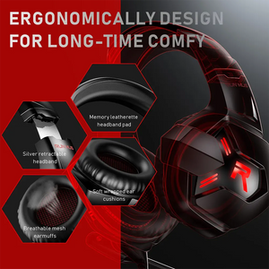RUNMUS K11 Gaming Headset | 50mm Dual Neodymium Drivers | 7.1 Surround Sound | Wired USB + 3.5mm · LED Lighting | Black