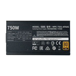 Cooler Master MWE Gold 750 V2 Fully Modular Power Supply 750W Black | 80+ Gold | 120mm HDB Fan | Semi-Fanless Low Noise | Dual EPS Connectors | Flat Black Cables | LLC + DC-DC Topology | 50°C Operating Resilience | Compact ATX
