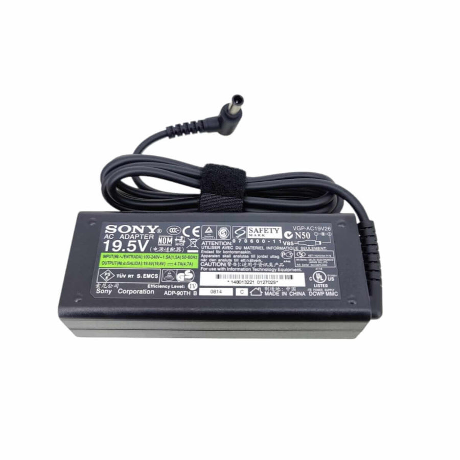 Sony VAIO 90W Laptop AC Adapter | 19.5V · 4.7A · 90W | 6.5 × 4.4 mm Tip with Centre Pin | 100-240V Auto-Voltage Input | 