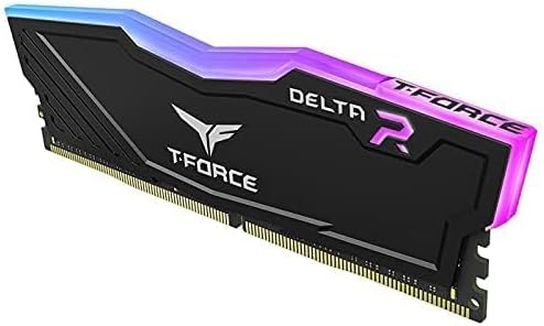 TEAMGROUP T-Force Delta RGB TF3D48G3200HC16F01 8GB DDR4-3200 Desktop Memory | 8GB · 1x8GB · PC4-25600 | CL16-20-20-40 · 1.35V · Intel XMP 2.0 | 120° Full-Frame RGB · ASUS Aura Sync | Black