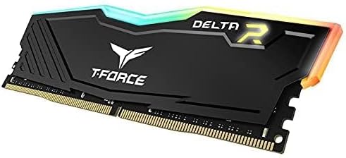 TEAMGROUP T-Force Delta RGB TF3D48G3200HC16F01 8GB DDR4-3200 Desktop Memory | 8GB · 1x8GB · PC4-25600 | CL16-20-20-40 · 1.35V · Intel XMP 2.0 | 120° Full-Frame RGB · ASUS Aura Sync | Black