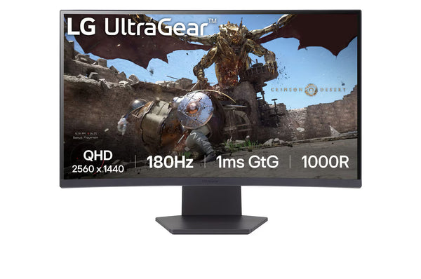LG UltraGear 32GS60QC-B | 32" QHD 1000R Curved Gaming Monitor | 180Hz | 1ms | HDR10