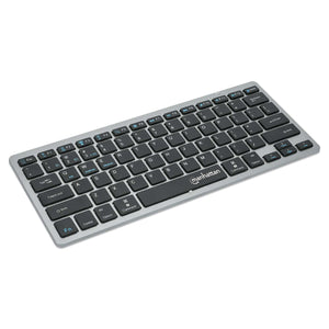 Manhattan 180559 Ultra Slim Dual-Mode Wireless Keyboard | Bluetooth 3.0 + 2.4 GHz | 78 Low-Profile Scissor Keys | Pairs Up to 3 Devices | Up to 1.5 Years Battery | Dark Gray · Black
