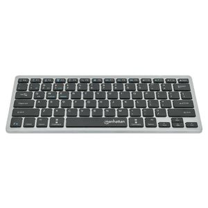 Manhattan 180559 Ultra Slim Dual-Mode Wireless Keyboard | Bluetooth 3.0 + 2.4 GHz | 78 Low-Profile Scissor Keys | Pairs Up to 3 Devices | Up to 1.5 Years Battery | Dark Gray · Black