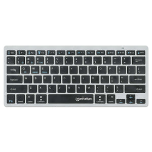Manhattan 180559 Ultra Slim Dual-Mode Wireless Keyboard | Bluetooth 3.0 + 2.4 GHz | 78 Low-Profile Scissor Keys | Pairs Up to 3 Devices | Up to 1.5 Years Battery | Dark Gray · Black