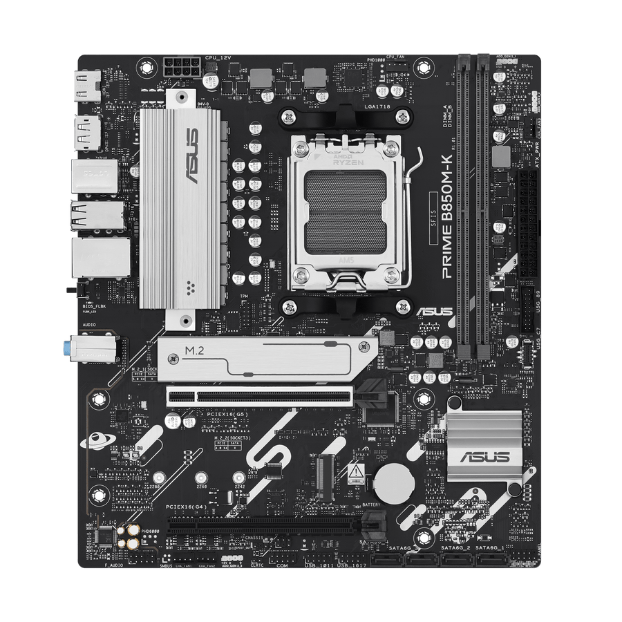 ASUS PRIME B850M-K Micro-ATX Gaming Motherboard | AMD B850 · Socket AM5 | DDR5 2 DIMM · up to 128GB · 8200+ MT/s OC | PC