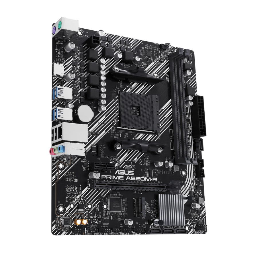 ASUS PRIME A520M-R AMD A520 Micro-ATX Motherboard | Socket AM4 · Ryzen 5000/4000G/3000 | 2× DDR4 · 64GB · 5100 MHz (OC) 