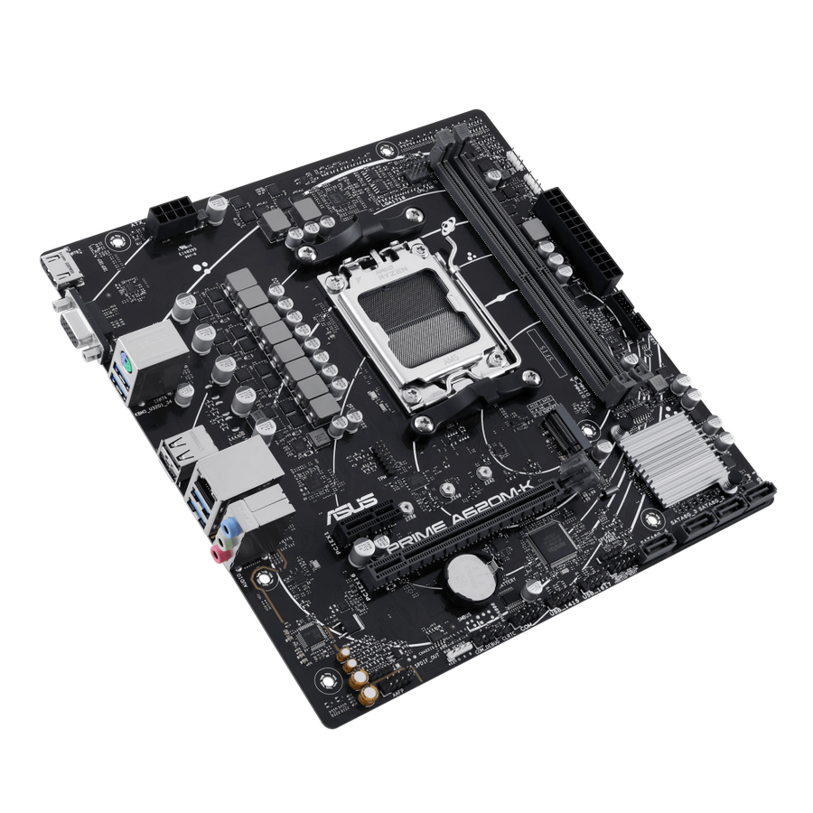ASUS PRIME A620M-K AMD A620 Micro-ATX Motherboard | Socket AM5 · Ryzen 9000/8000/7000 | 2× DDR5 · 96GB · 7200 MHz (OC) ·