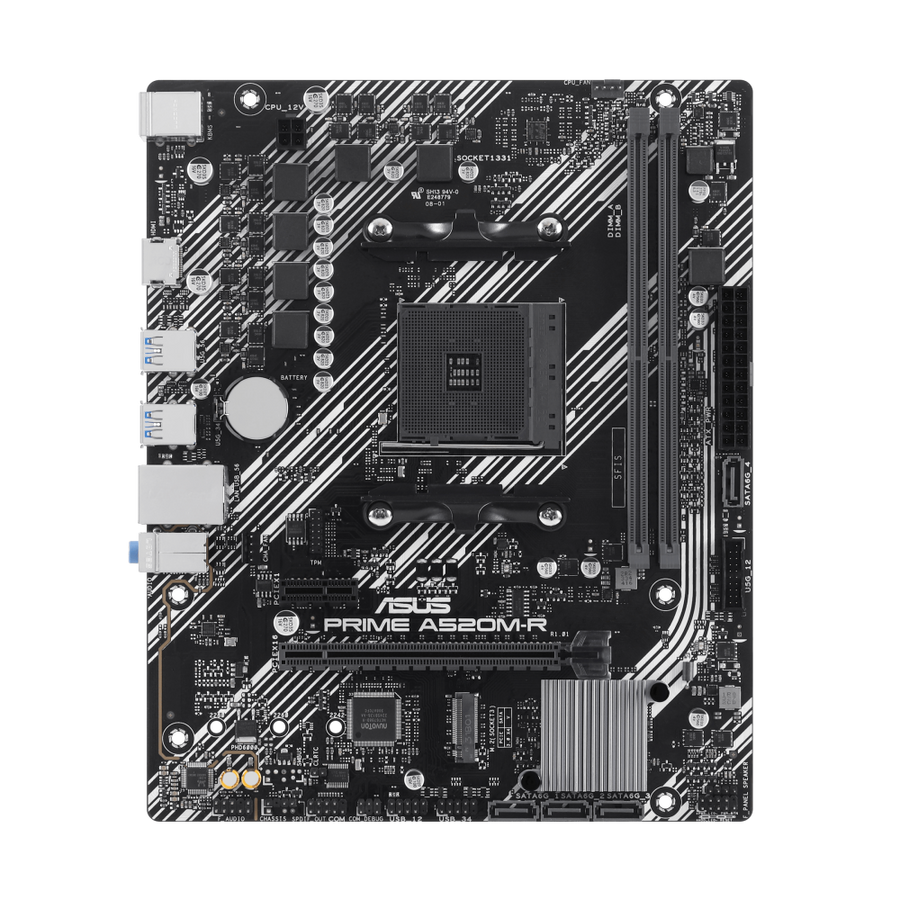 ASUS PRIME A520M-R AMD A520 Micro-ATX Motherboard | Socket AM4 · Ryzen 5000/4000G/3000 | 2× DDR4 · 64GB · 5100 MHz (OC) 