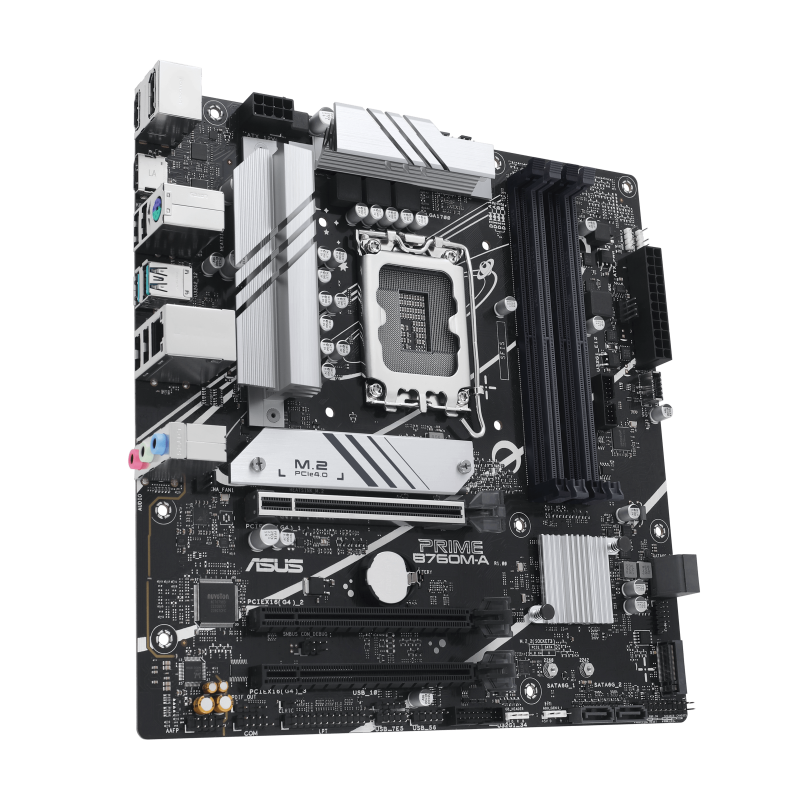 ASUS PRIME B760M-A-CSM Motherboard | Intel B760 · LGA 1700 | 4 x DDR5 up to 128GB · 7200 MT/s (OC) | 2 x PCIe 4.0 M.2 · 