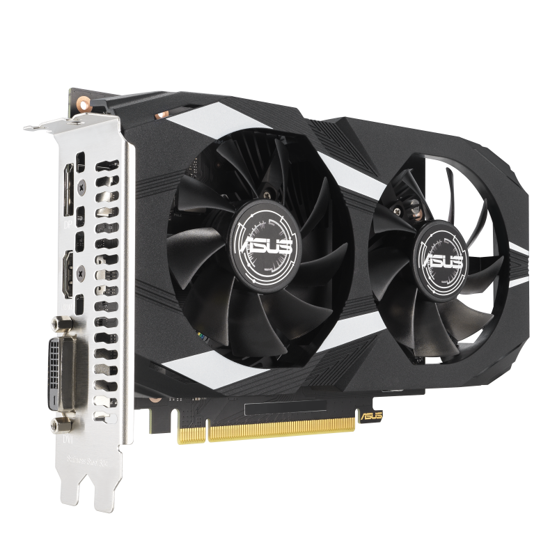 ASUS Dual GeForce RTX 3050 OC Edition 6GB GDDR6 Graphics Card | 2304 CUDA Cores · 1537 MHz OC Boost | 6GB GDDR6 · 96-bit · 14 Gbps | PCIe 4.0 · No Power Connector · 450W PSU | Black