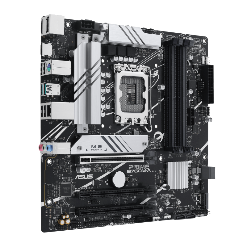 ASUS PRIME B760M-A-CSM Motherboard | Intel B760 · LGA 1700 | 4 x DDR5 up to 128GB · 7200 MT/s (OC) | 2 x PCIe 4.0 M.2 · 