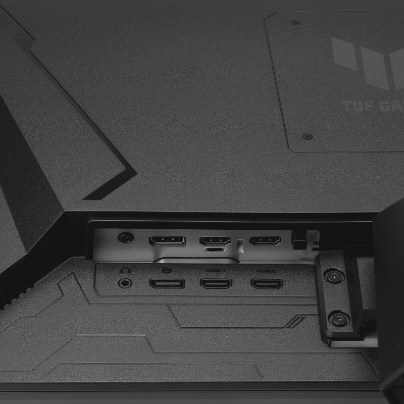 ASUS TUF Gaming VG279QM1A rear ports: DisplayPort 1.4, two HDMI 2.0 and headphone jack