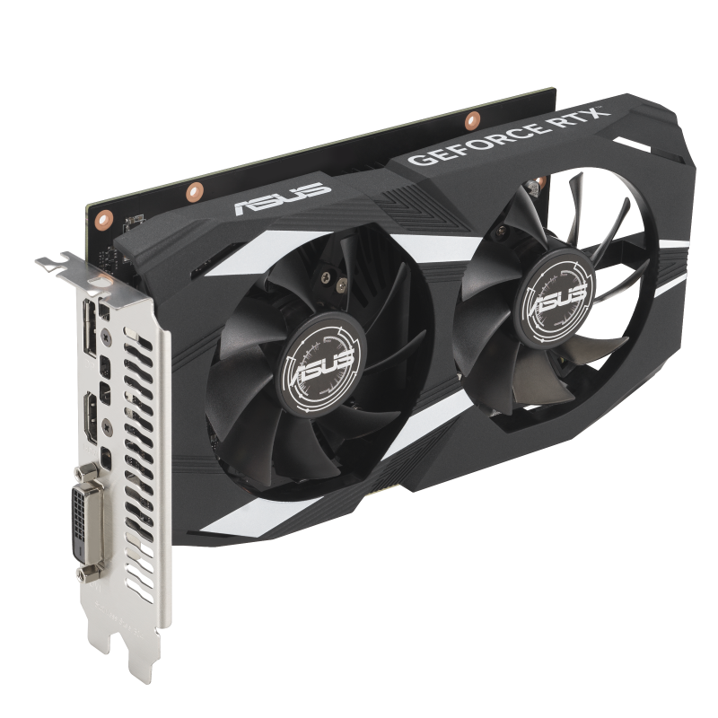 ASUS Dual GeForce RTX 3050 OC Edition 6GB GDDR6 Graphics Card | 2304 CUDA Cores · 1537 MHz OC Boost | 6GB GDDR6 · 96-bit · 14 Gbps | PCIe 4.0 · No Power Connector · 450W PSU | Black