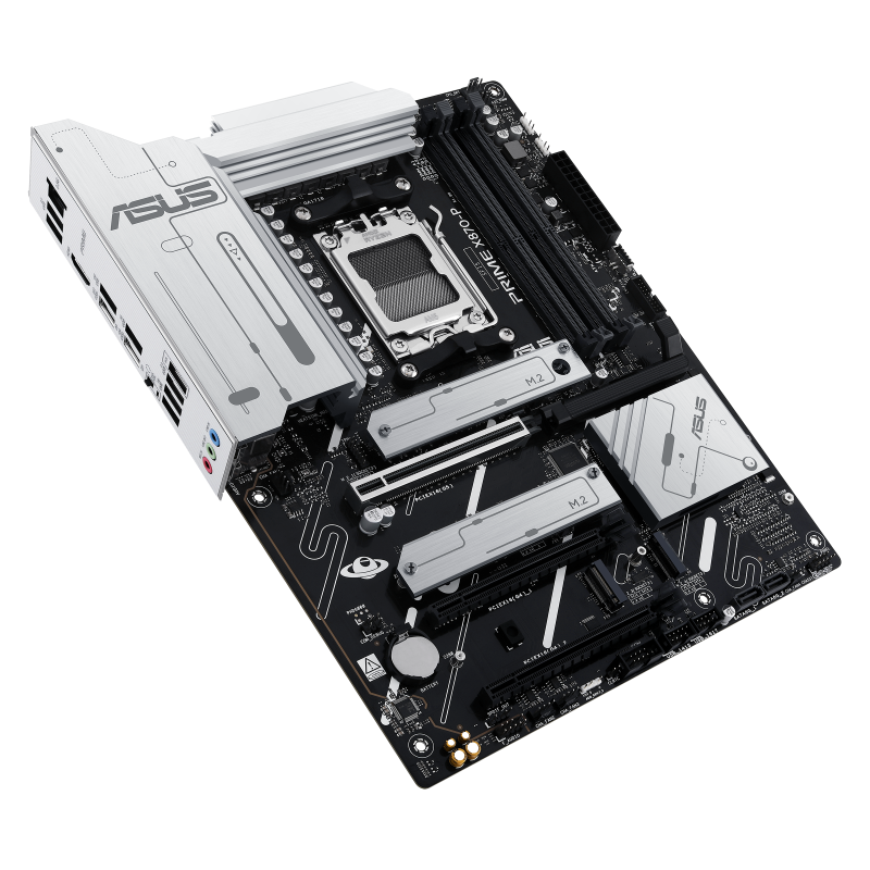 ASUS PRIME X870-P Motherboard | AMD X870 · Socket AM5 · ATX | DDR5 8000+ MT/s · 4 DIMM · 256GB | PCIe 5.0 · 4x M.2 · 2x 