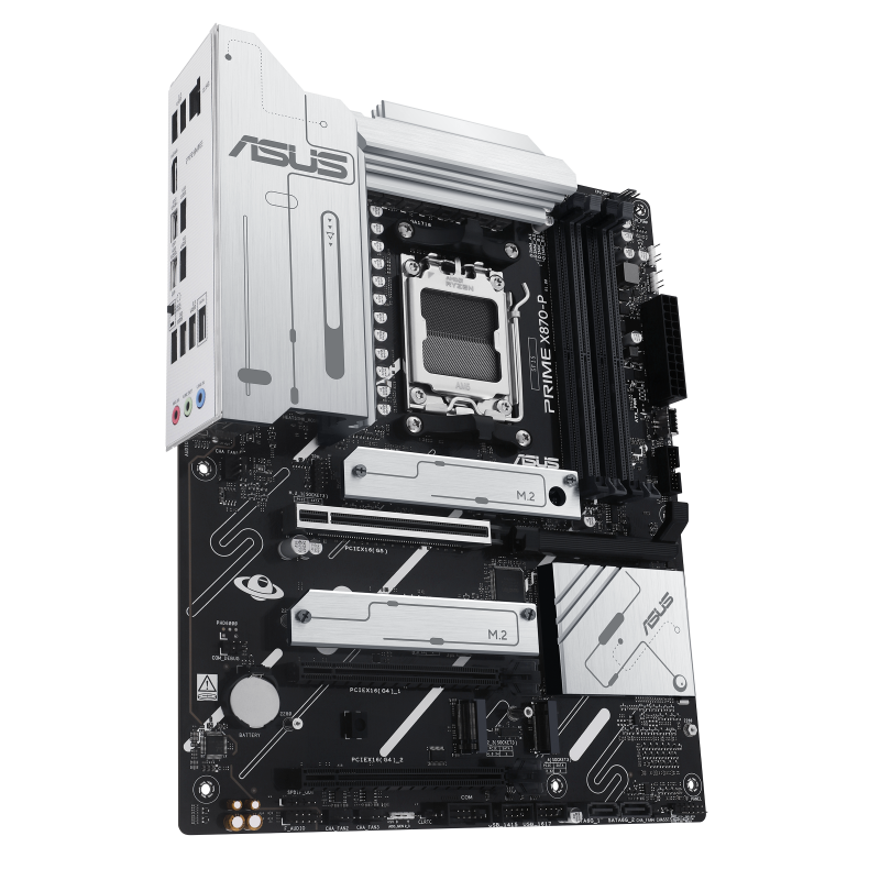 ASUS PRIME X870-P Motherboard | AMD X870 · Socket AM5 · ATX | DDR5 8000+ MT/s · 4 DIMM · 256GB | PCIe 5.0 · 4x M.2 · 2x 