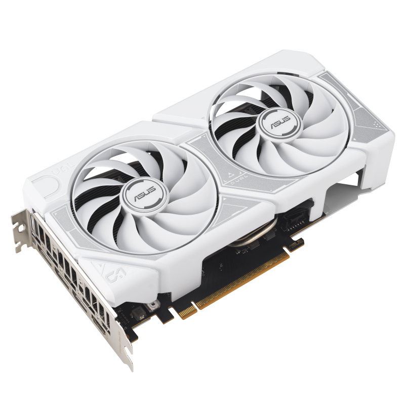 ASUS Dual GeForce RTX 5060 White OC Edition 8GB Graphics Card | 8GB GDDR7 · 128-bit · 28 Gbps | PCIe 5.0 · 3840 CUDA Cores · 2565 MHz OC Mode | HDMI 2.1b · 3× DisplayPort 2.1b | White