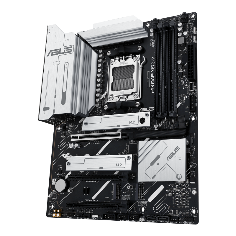 ASUS PRIME X870-P Motherboard | AMD X870 · Socket AM5 · ATX | DDR5 8000+ MT/s · 4 DIMM · 256GB | PCIe 5.0 · 4x M.2 · 2x 