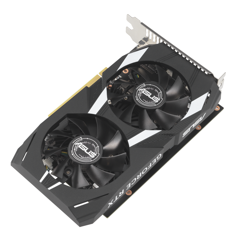 ASUS Dual GeForce RTX 3050 OC Edition 6GB GDDR6 Graphics Card | 2304 CUDA Cores · 1537 MHz OC Boost | 6GB GDDR6 · 96-bit · 14 Gbps | PCIe 4.0 · No Power Connector · 450W PSU | Black