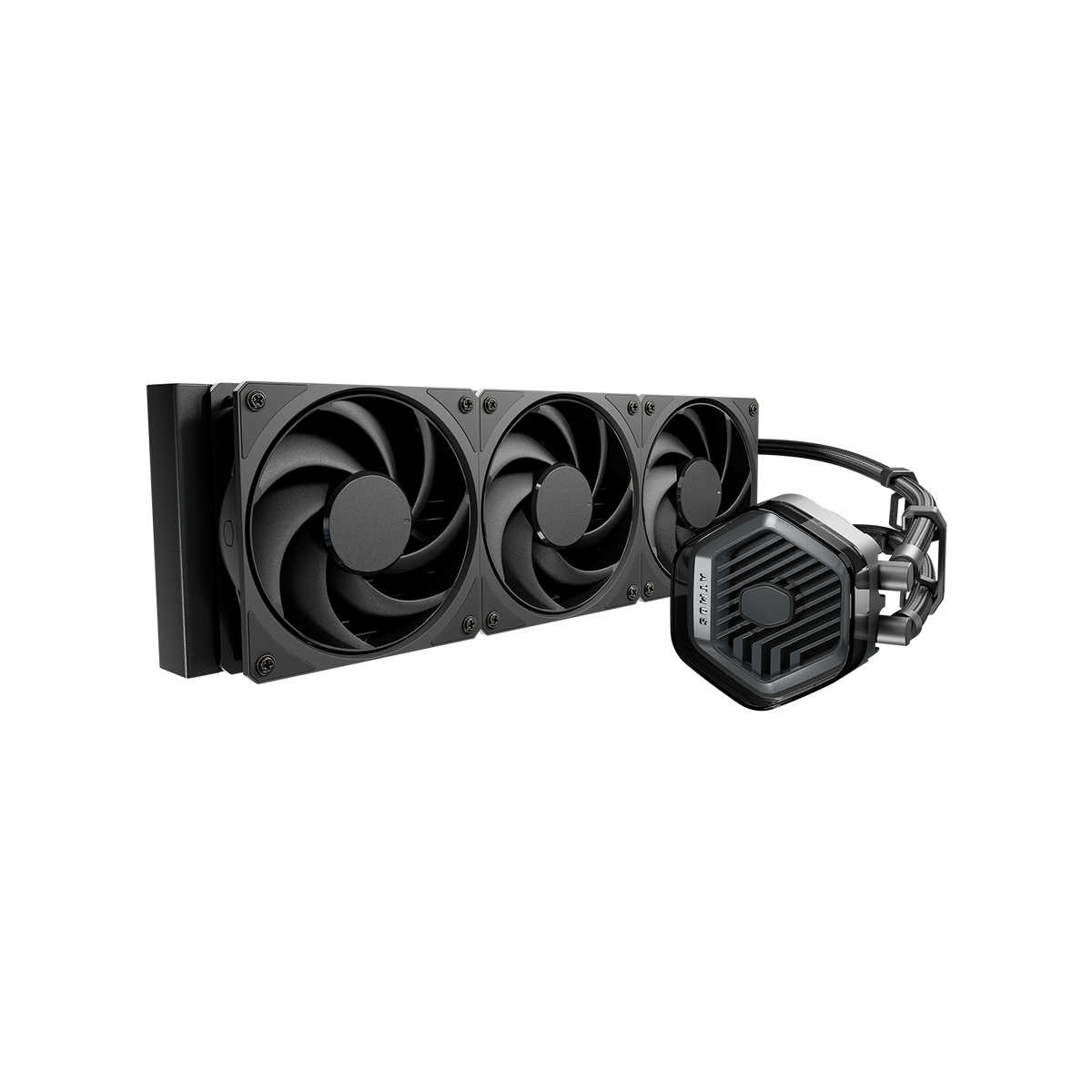 Cooler Master MasterLiquid 360 Atmos Stealth 360mm AIO Liquid CPU Cooler | 3× Mobius 120mm · 0-2400 RPM · 75.2 CFM | Pump 3400 RPM · ARGB Gen 2 | LGA1851/1700 · AM5/AM4 | 5-Year Warranty | Black