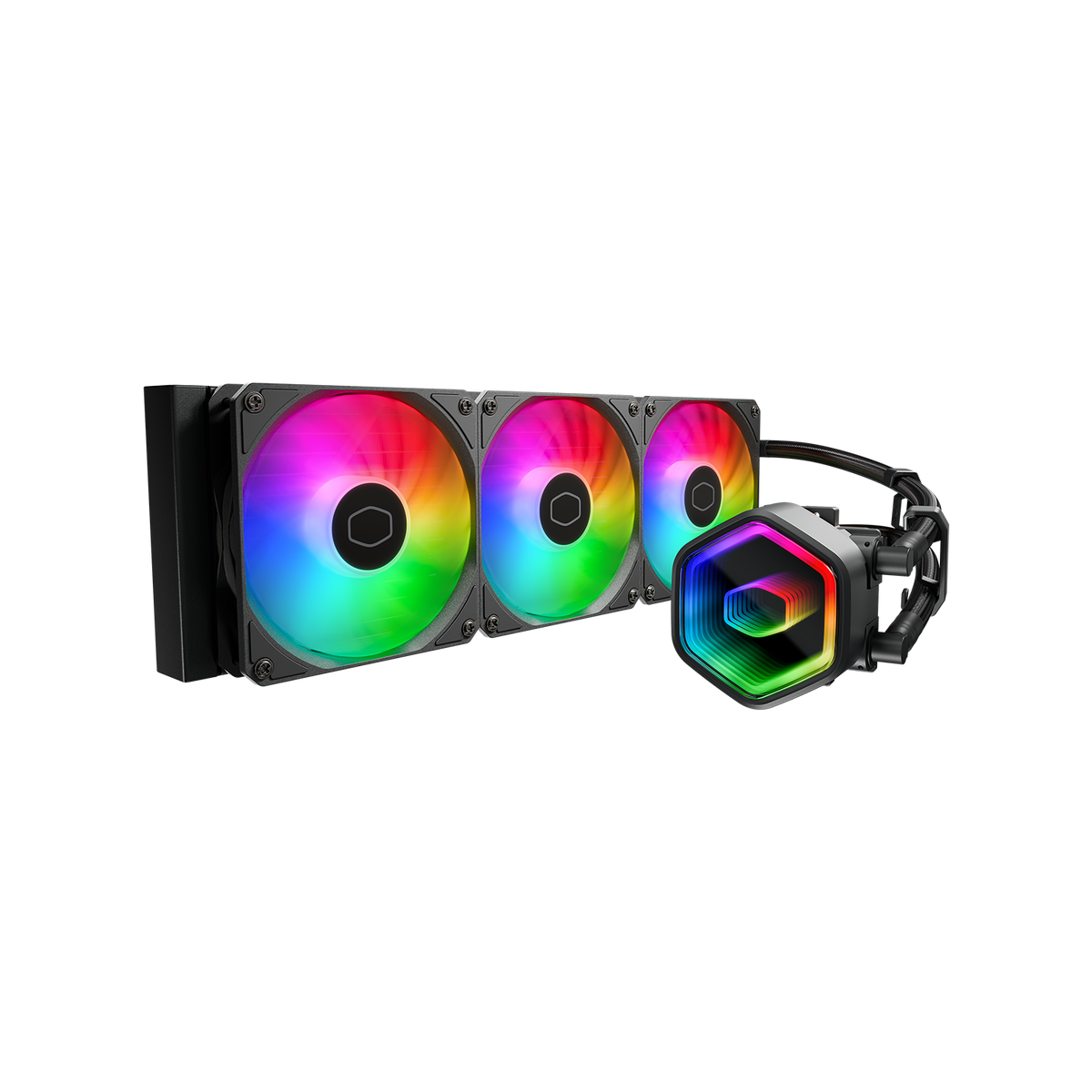 Cooler Master MasterLiquid 360 Core II ARGB 360mm AIO Liquid CPU Cooler | 3× 120mm ARGB · 650-1750 RPM · 70.5 CFM | Dual-Chamber Pump 3000 RPM | LGA1851/1700 · AM5/AM4 | 5-Year Warranty | Black