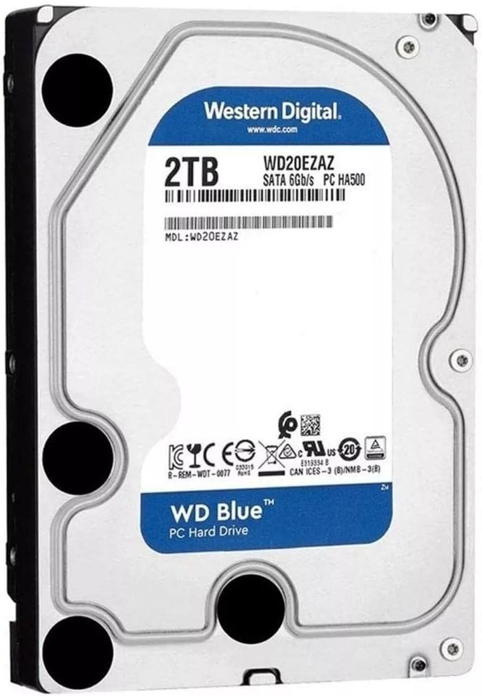 Western Digital WD Blue WD20EARZ Desktop Hard Drive | 2TB · SATA 6Gb/s | 3.5-inch · 5400 RPM · 64MB Cache · CMR | Up to 