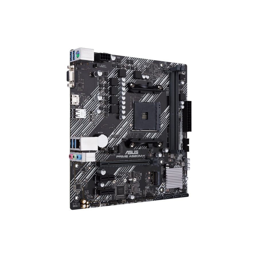 ASUS PRIME A520M-K AMD A520 Micro-ATX Motherboard | Socket AM4 · Ryzen 5000/4000G/3000 | 2× DDR4 · 64GB · 5100 MHz (OC) 