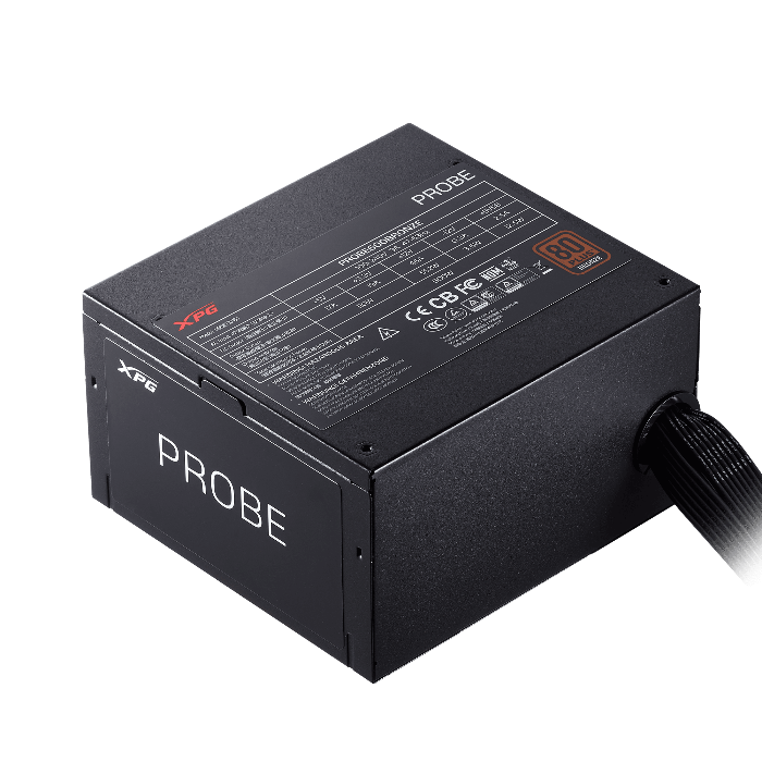 XPG PROBE 600W ATX Power Supply | 80 PLUS Bronze · up to 87% Efficiency at 50% Load | ATX 2.52 · Single +12V 46A | 120mm Sleeve-Bearing Fan | 6 Protections · 3-Year Warranty | Black