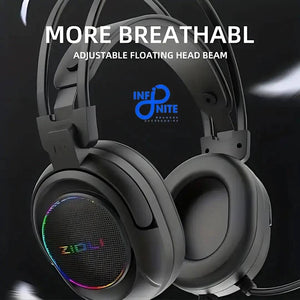ZIDLI L4 PRO Gaming Headset | USB · Wired | 7.1 Virtual Surround Sound | RGB Lighting | Over-Ear with Microphone | Black