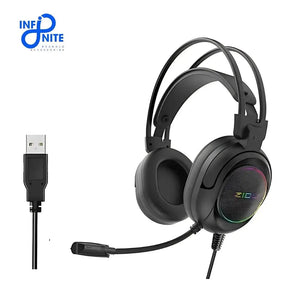 ZIDLI L4 PRO Gaming Headset | USB · Wired | 7.1 Virtual Surround Sound | RGB Lighting | Over-Ear with Microphone | Black